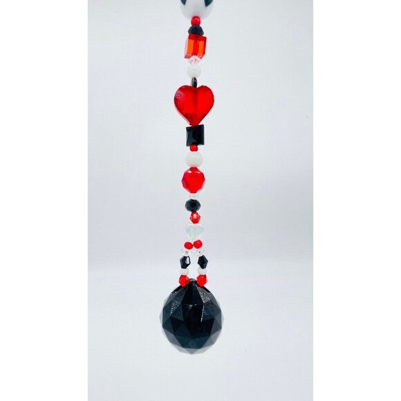 Beaded Suncatcher Black White Red Crystal Prism Hanging Patio Decor Yard Art - Picture 4 of 10